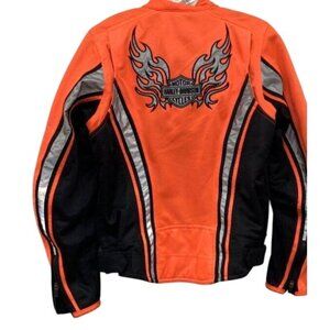 Harley-Davidson Women's Mesh Motorcycle Jacket Orange/Black/Silver Size Small Pr